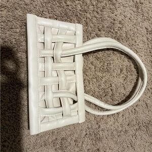 Woven Shoulder Mini Bag in Cream